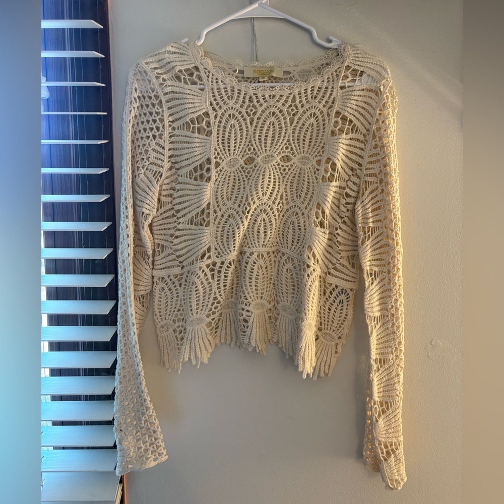 Elegant Cream Crochet Women Top